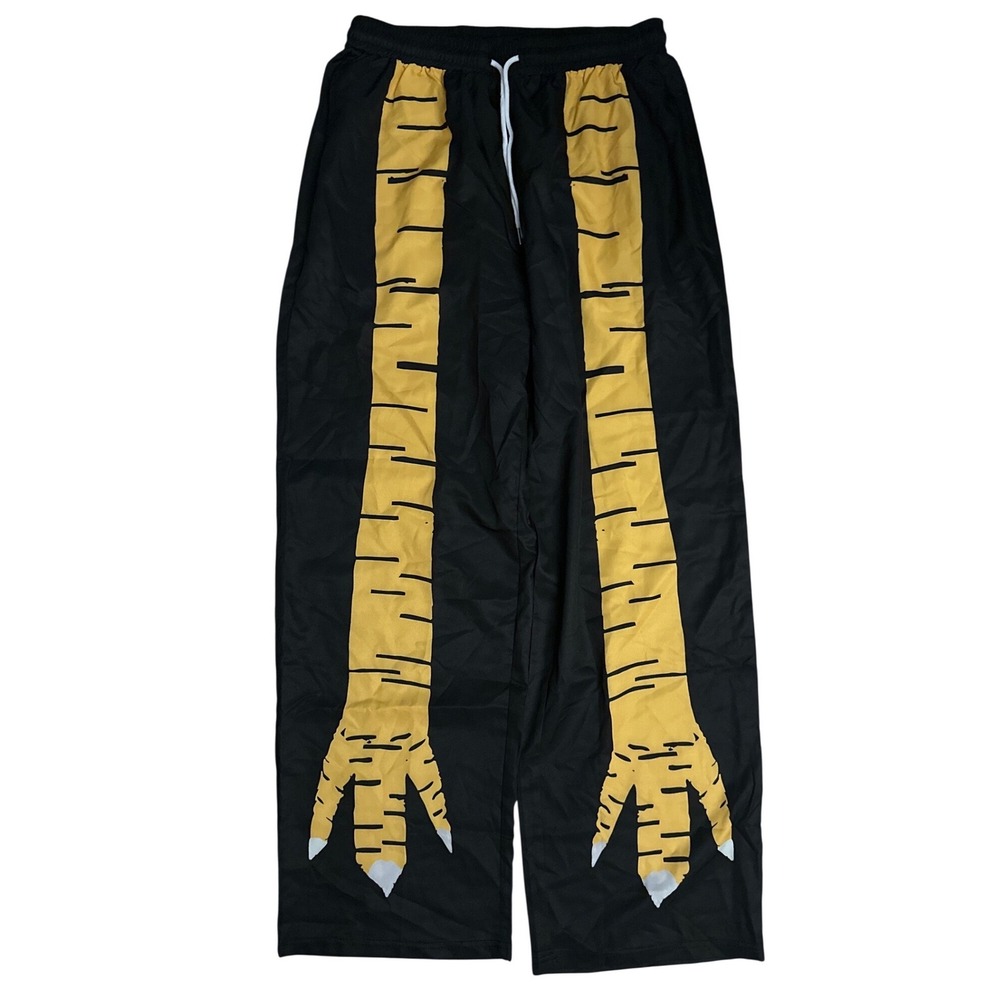 Chicken Leg Novelty Lounge Pants Black Yellow Graphic Pajamas Size M